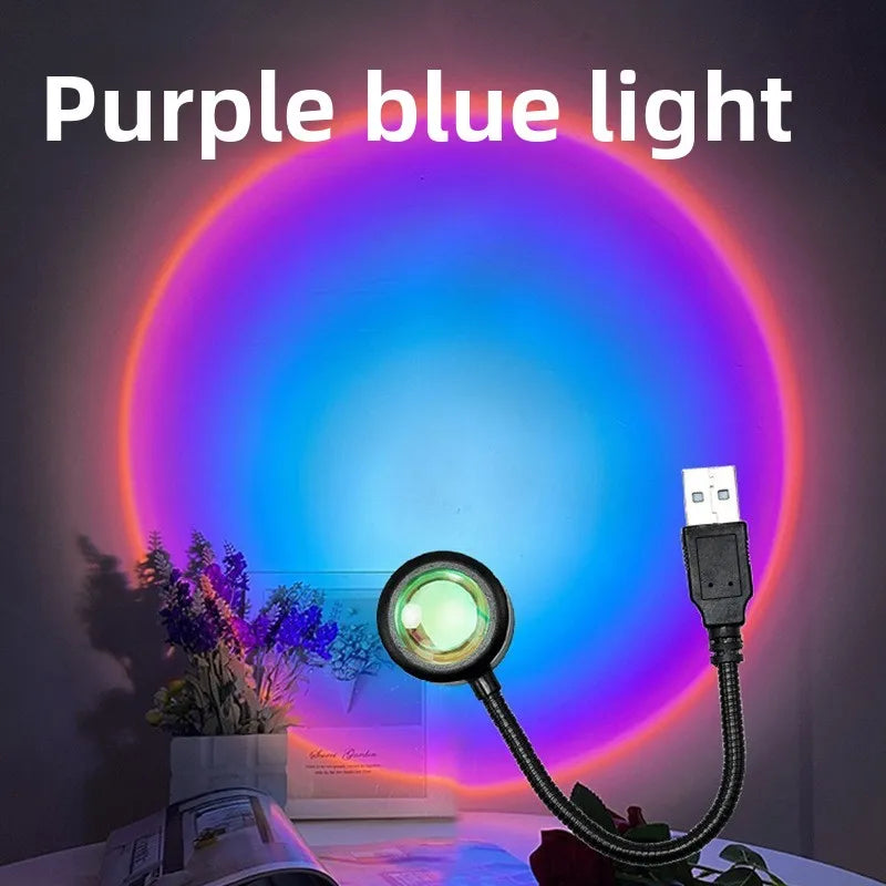 Sunset Projector Night Light USB Powered Ambient Lamp for Bedroom Living Room Home Decor Relaxing Mood Lighting Wall Decor
