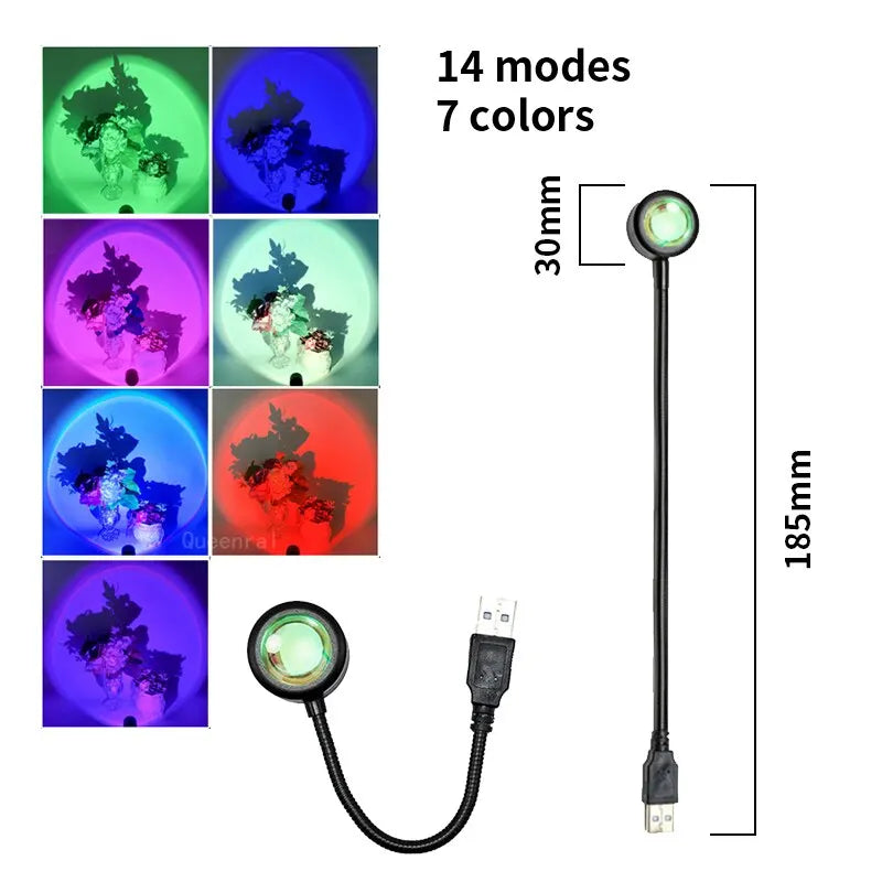 Sunset Projection Lamp Home Decoration Atmosphere Lamp Multi-angle Rotatable Suitable Neon Lights For Home Living Room Bedroom