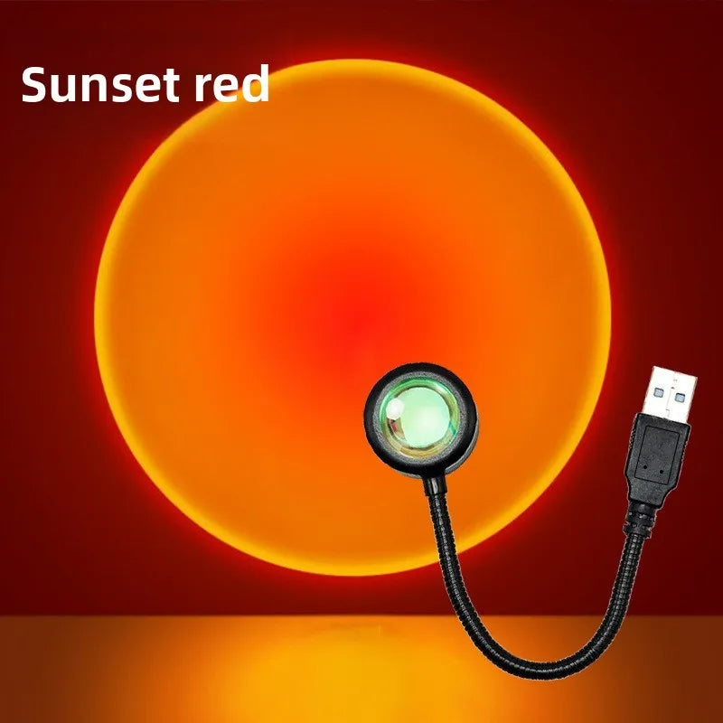 Sunset Projection Lamp USB Powered Multi-Angle Rotatable Atmosphere Light Romantic Night Light for Home Living Room Decor