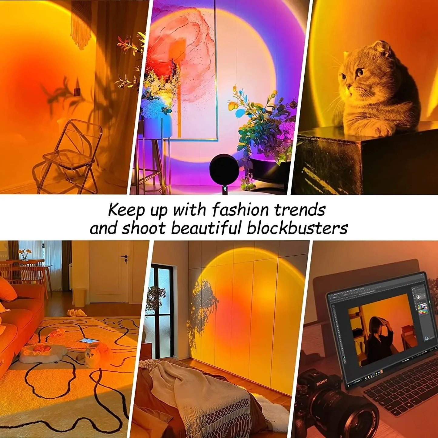 16 Color Sunset Lamp,RGB Mood Lighting,Floor Light,Night Light,Photography Lighting,Living Room,Sunset Projector,Artistic Photo