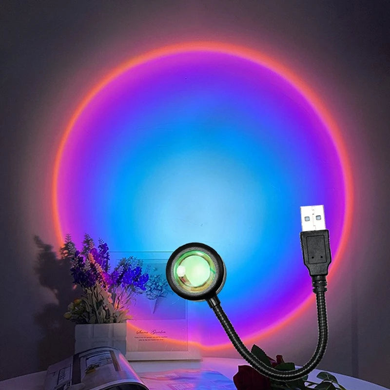 Sunset Projection Lamp, USB Home Decoration Atmosphere Lamp, Multi-angle Rotatable, Suitable for Home Living Room and Bedroom